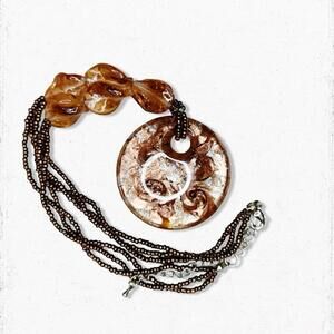 6049. Bronze Glass Necklace